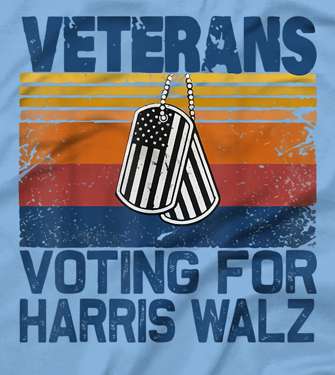Retro Vintage Veterans Voting For Harris Walz Waltz 2024 T-Shirt