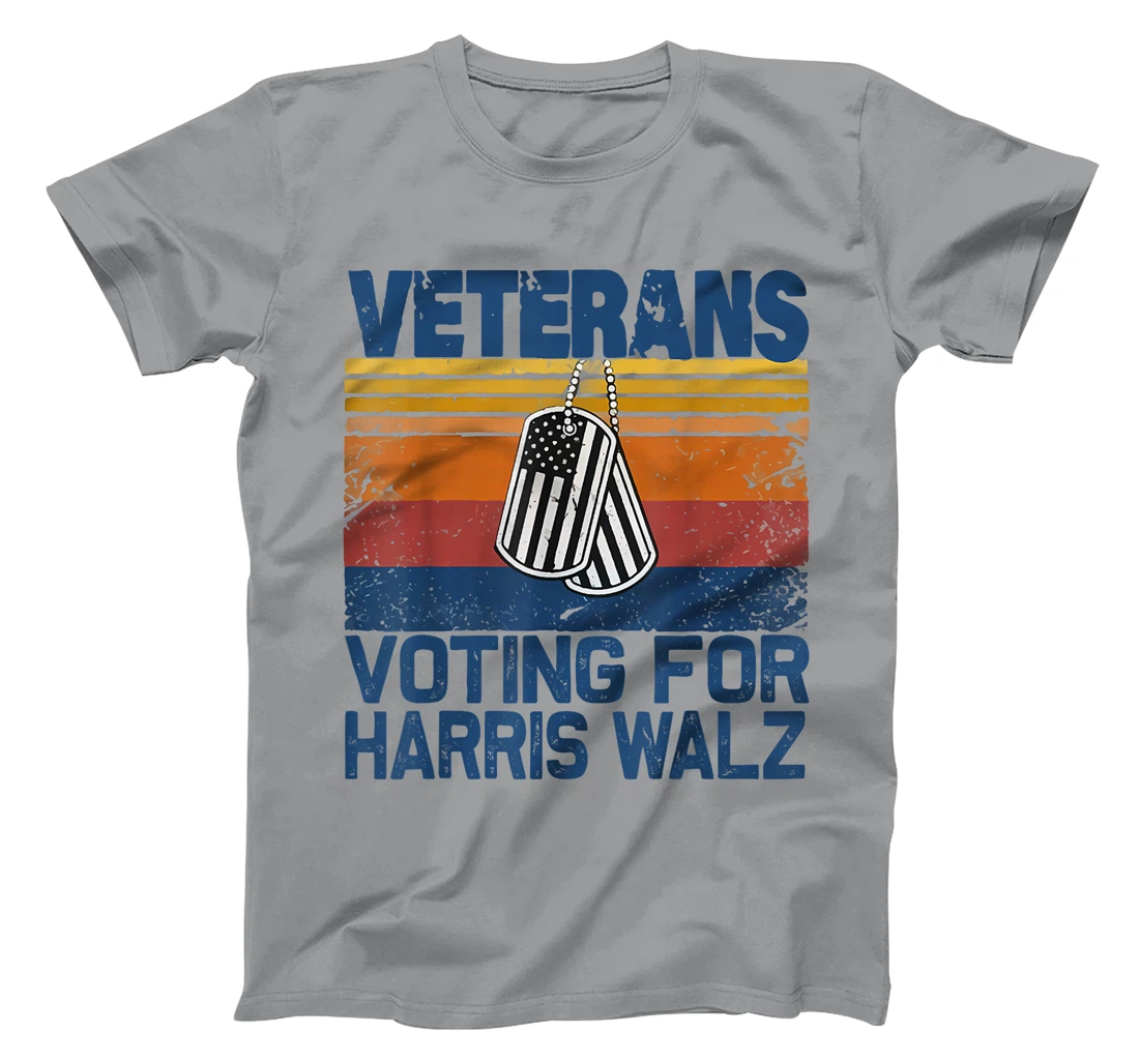 Retro Vintage Veterans Voting For Harris Walz Waltz 2024 T-Shirt