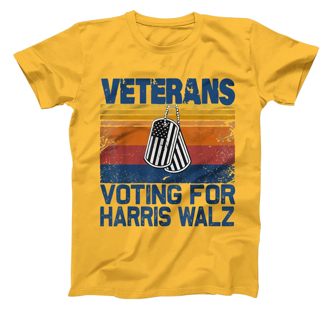Retro Vintage Veterans Voting For Harris Walz Waltz 2024 T-Shirt