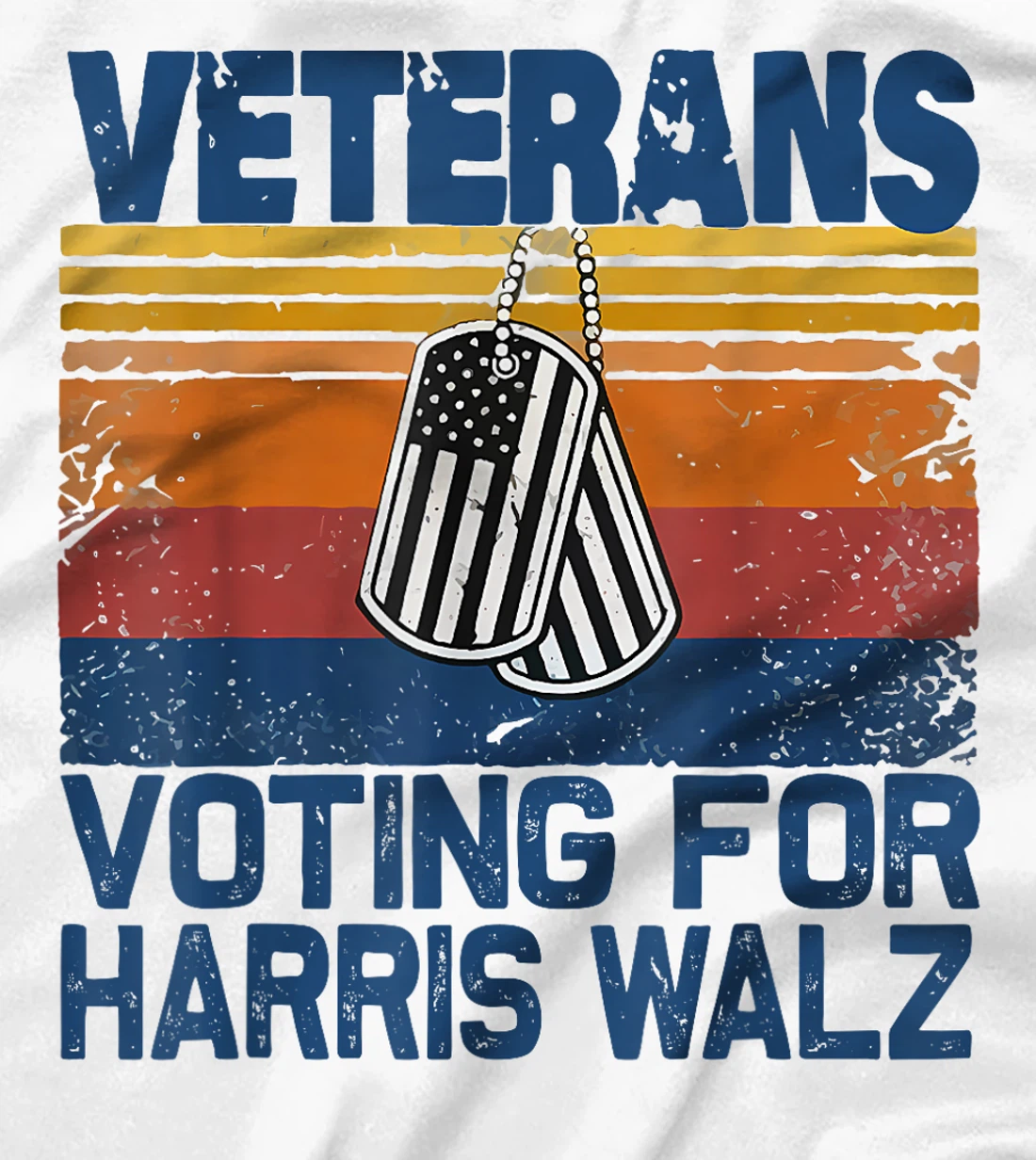 Retro Vintage Veterans Voting For Harris Walz Waltz 2024 T-Shirt