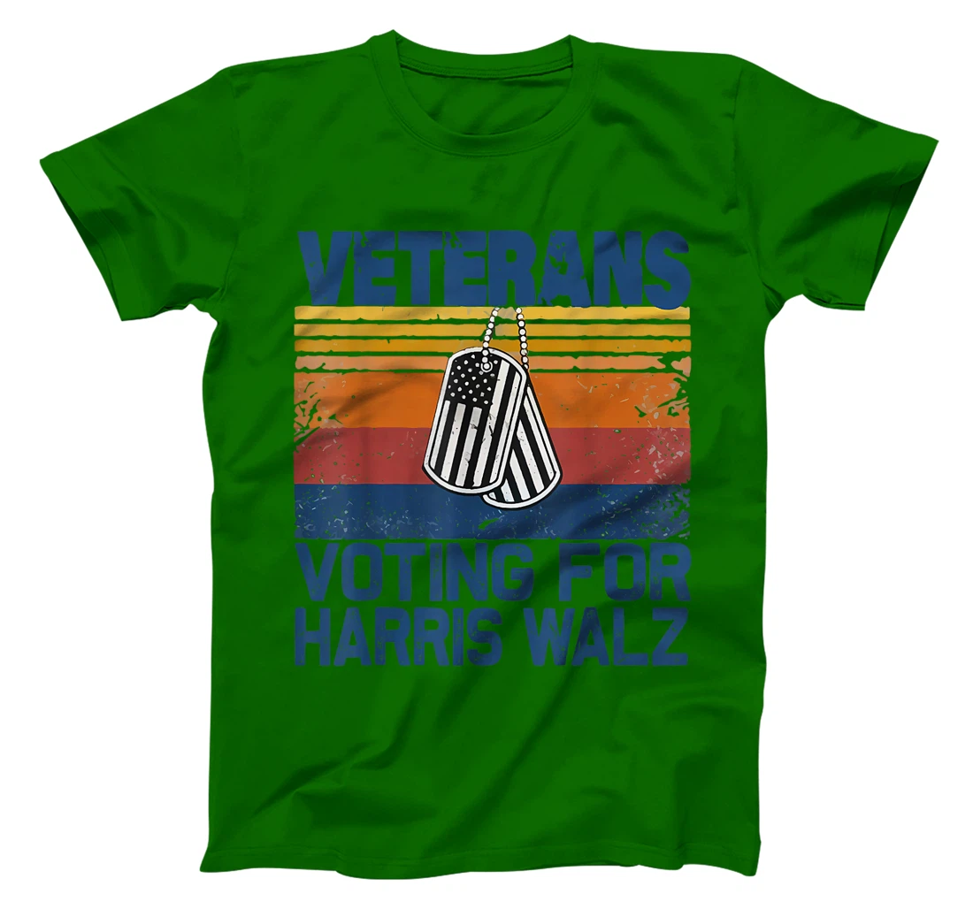 Retro Vintage Veterans Voting For Harris Walz Waltz 2024 T-Shirt