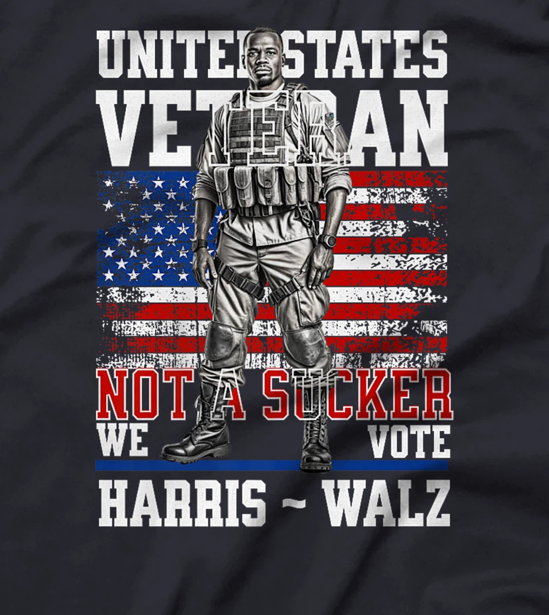 Veterans for Harris Walz 2024 Black Military Vets For Harris Premium T-Shirt