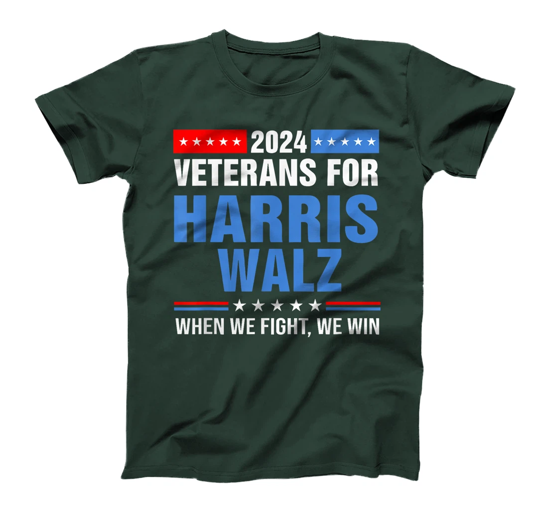 Veterans For Harris Walz 2024 Retro When We Fight We Win T-Shirt