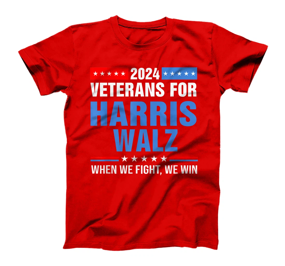 Veterans For Harris Walz 2024 Retro When We Fight We Win T-Shirt