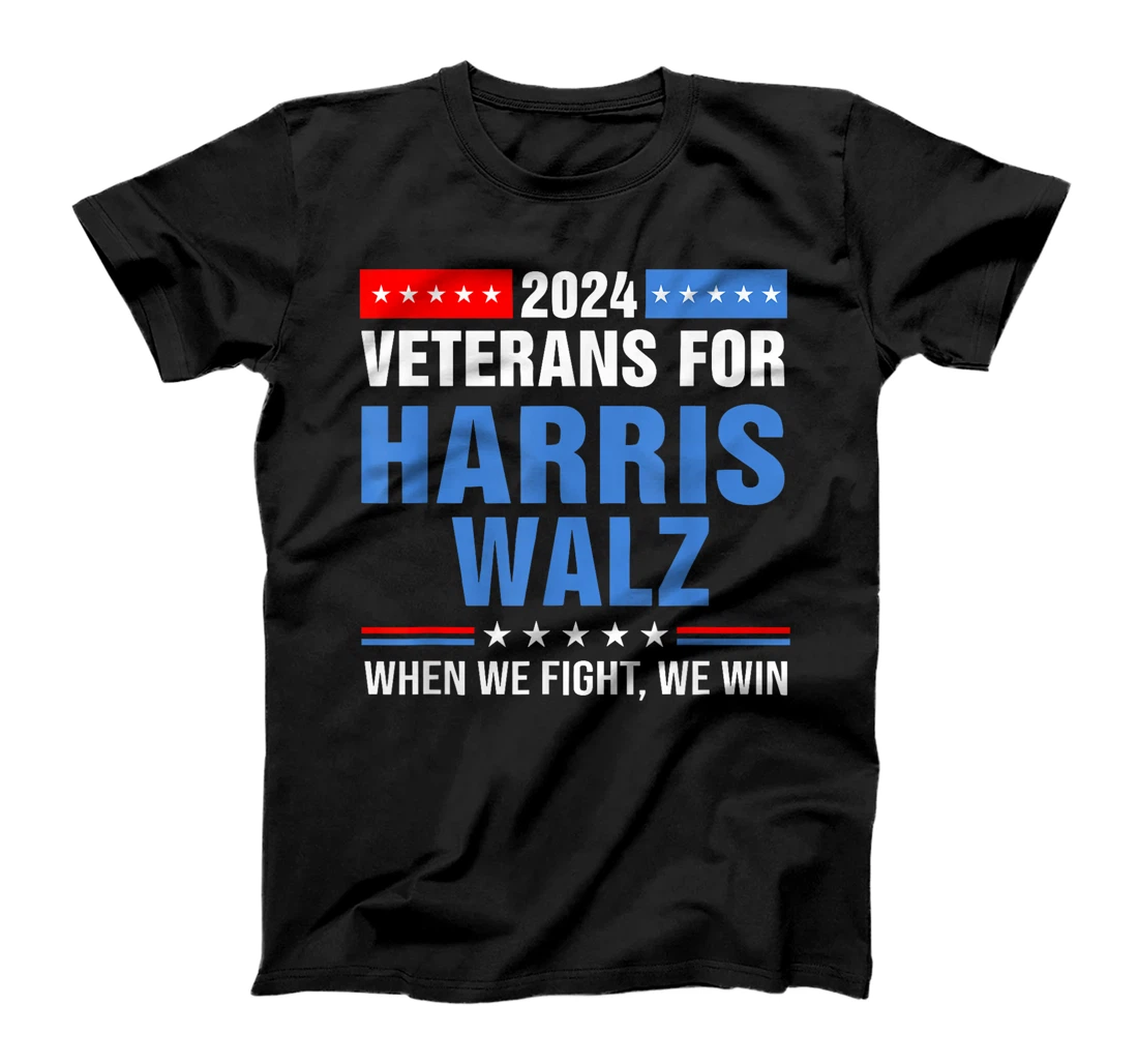 Veterans For Harris Walz 2024 Retro When We Fight We Win T-Shirt
