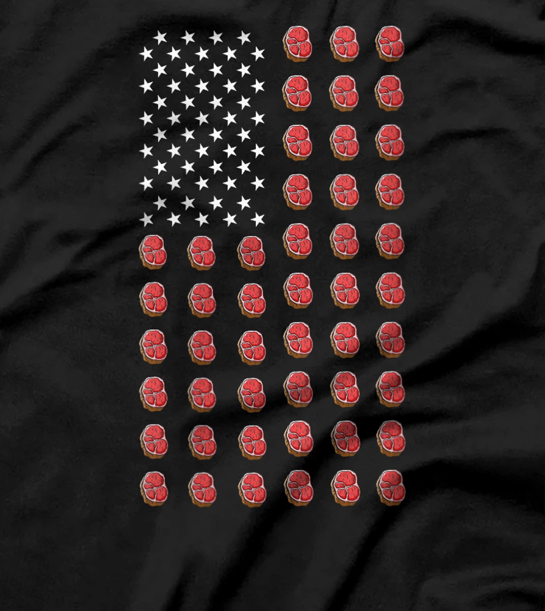 Womens American Flag Steaks Food USA Patriotism Patriot Veteran T-Shirt