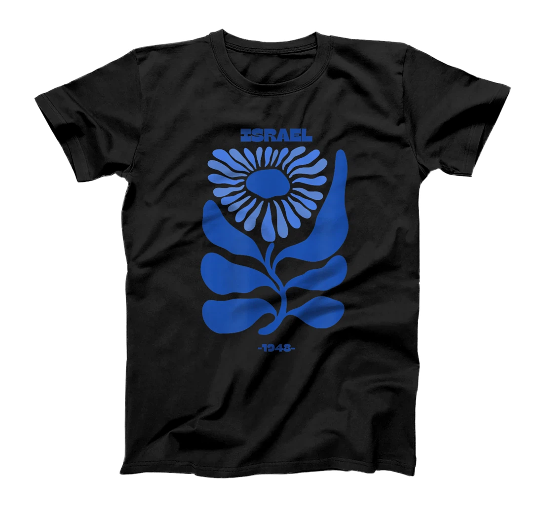 Am Israel Chai - Blue Flower Design T-Shirt
