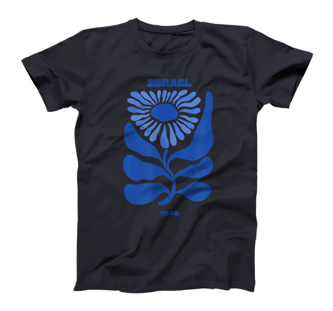 Am Israel Chai - Blue Flower Design T-Shirt