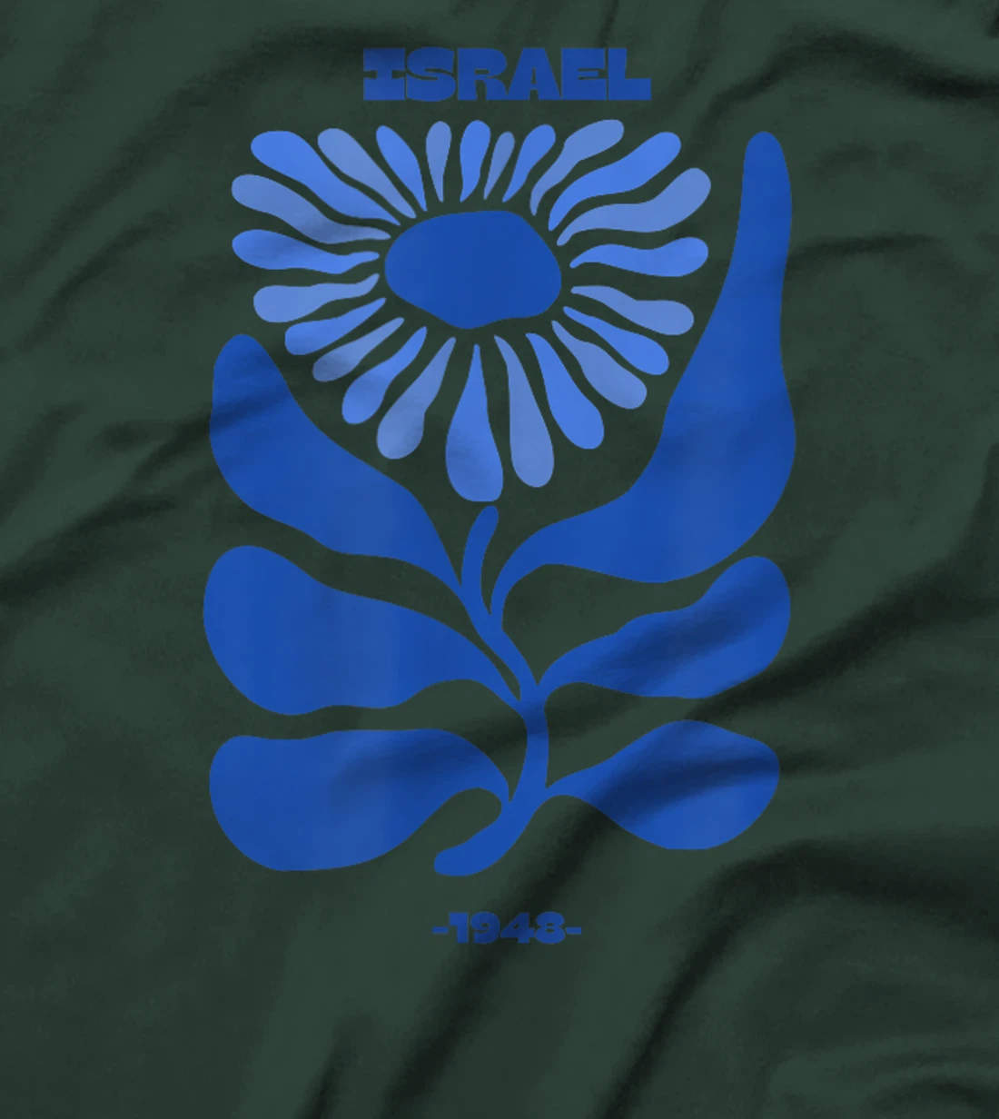 Am Israel Chai - Blue Flower Design T-Shirt