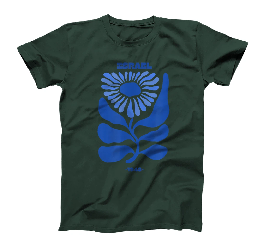 Am Israel Chai - Blue Flower Design T-Shirt
