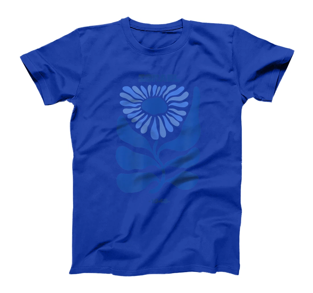 Am Israel Chai - Blue Flower Design T-Shirt