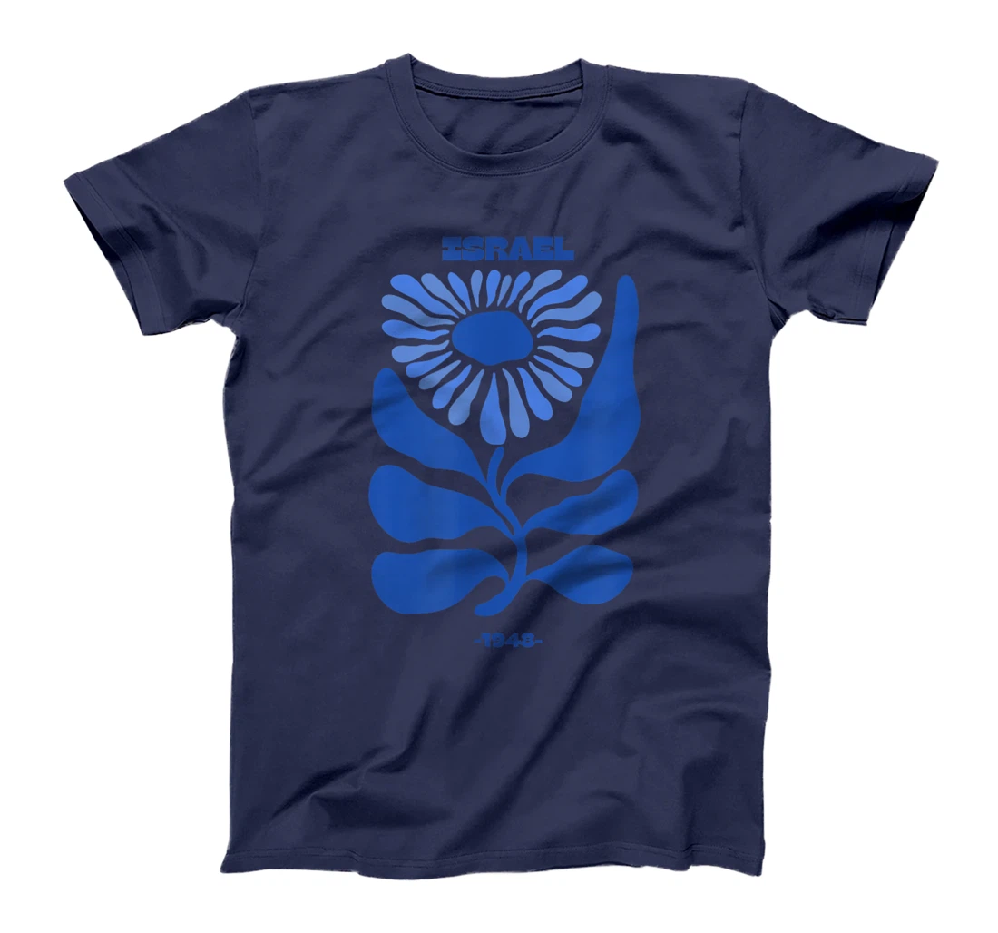 Am Israel Chai - Blue Flower Design T-Shirt