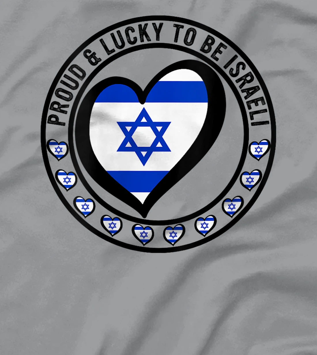 Womens Proud And Lucky To Be Israeli I Love Israel Flag Heart Print T-Shirt