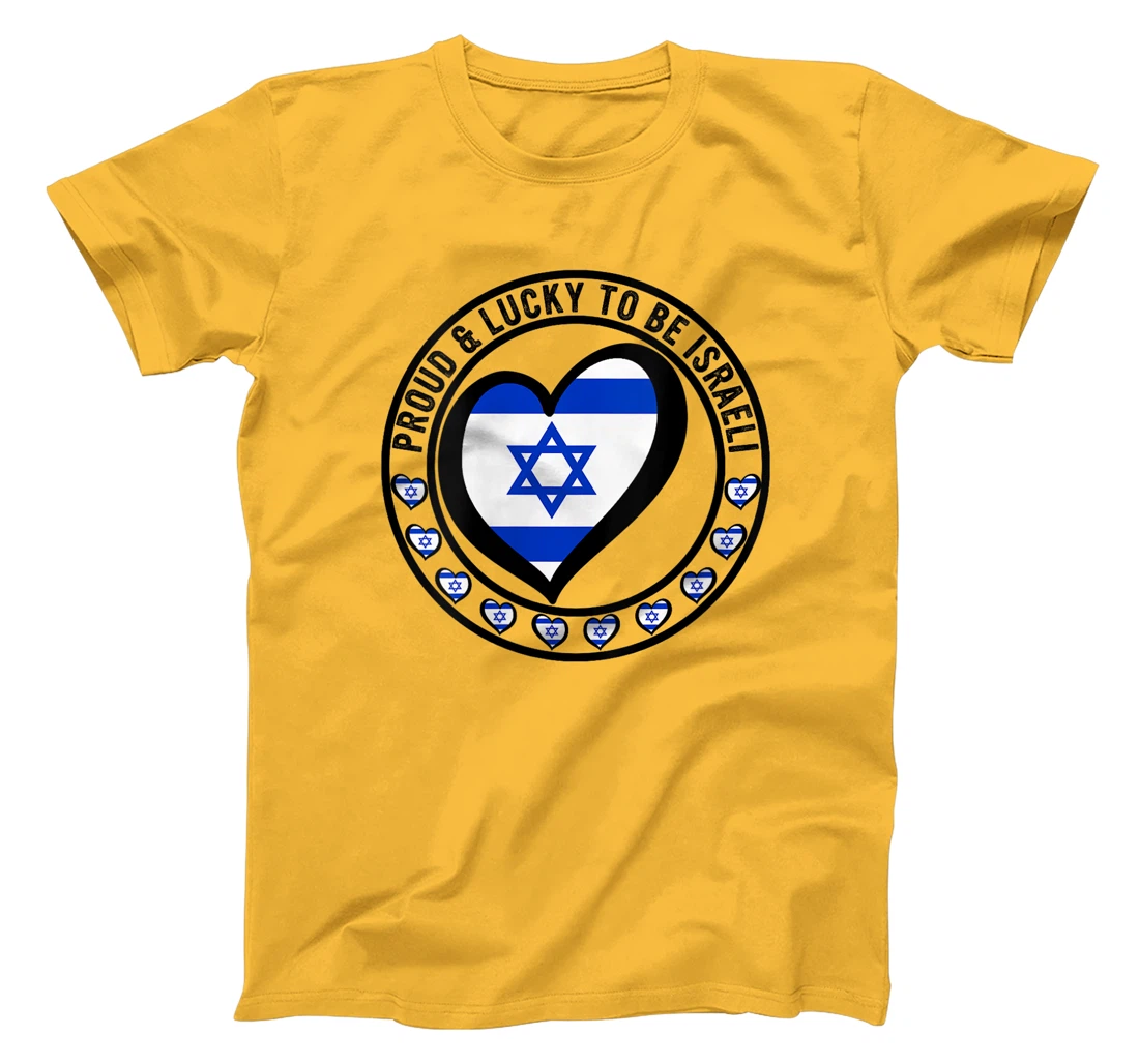 Womens Proud And Lucky To Be Israeli I Love Israel Flag Heart Print T-Shirt