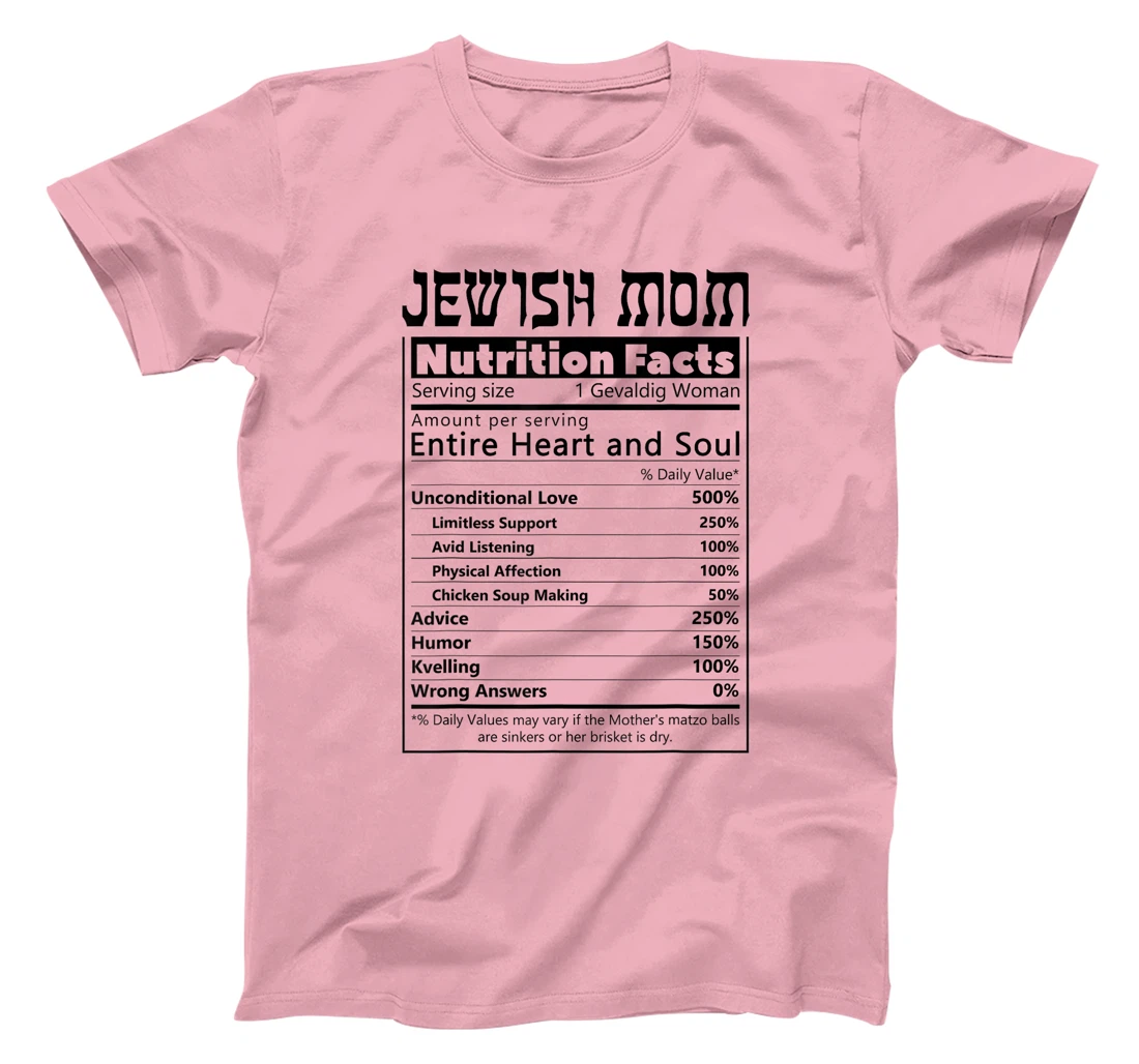 Womens Jewish Mom Nutrition Facts Israelites Jews Israel Mothers T-Shirt