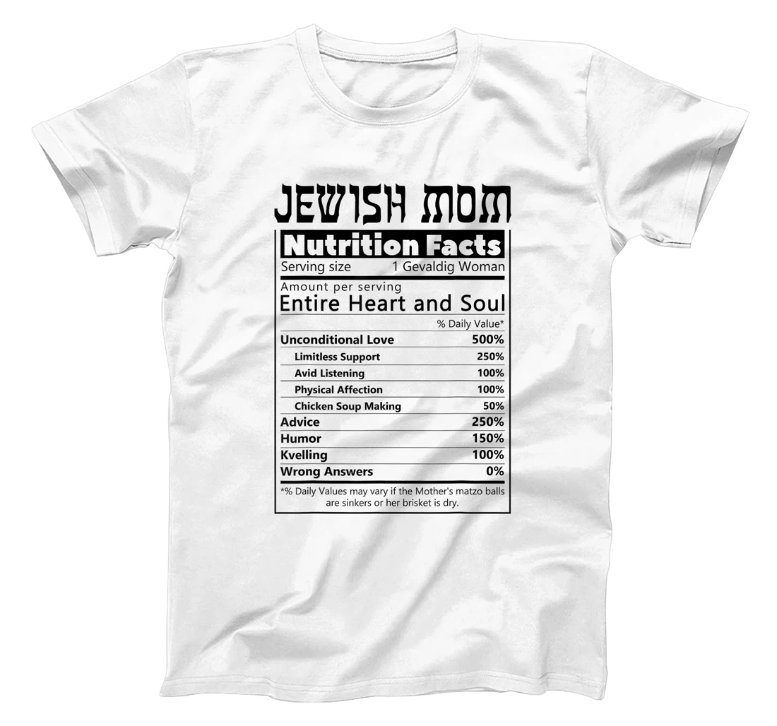 Womens Jewish Mom Nutrition Facts Israelites Jews Israel Mothers T-Shirt