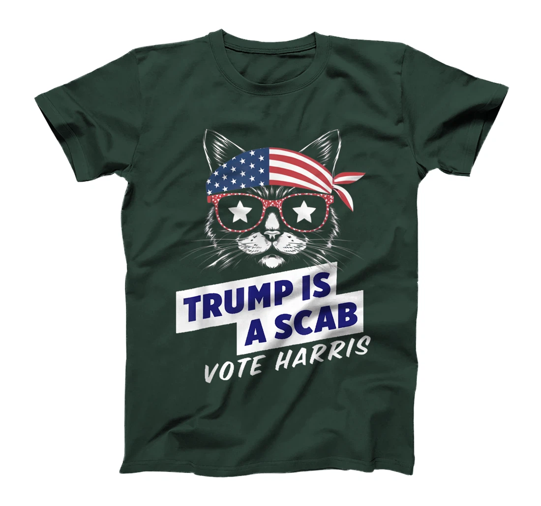 Trump is a Scab Vote Harris 2024 Funny Cat Ladies T-Shirt