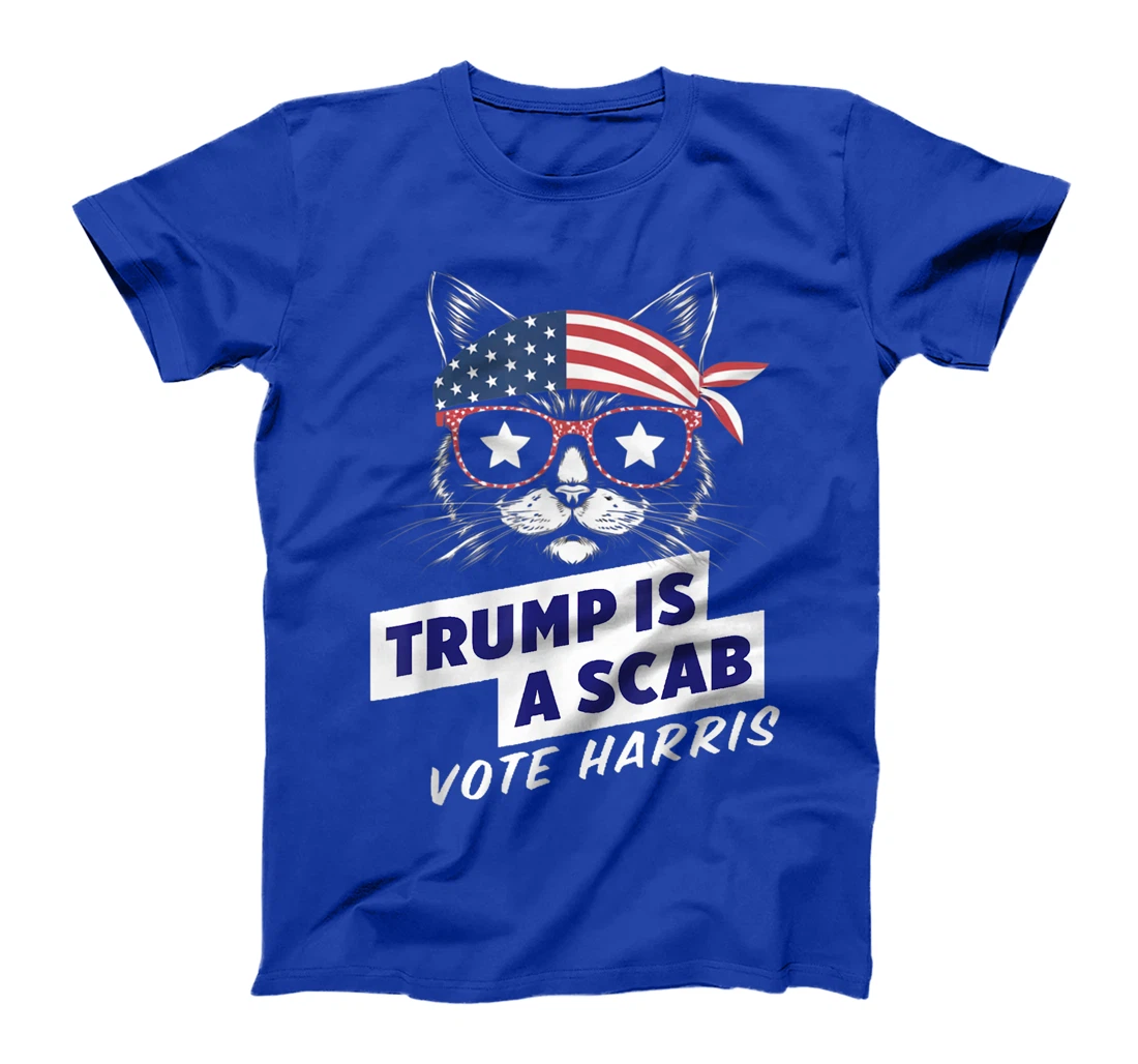 Trump is a Scab Vote Harris 2024 Funny Cat Ladies T-Shirt