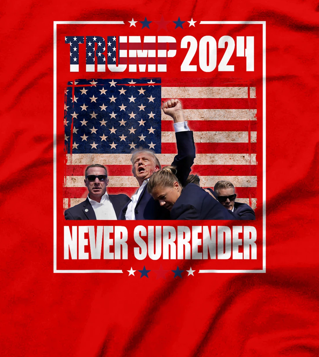 Trump 2024 Election American flag Never Surrender Mens Girl T-Shirt