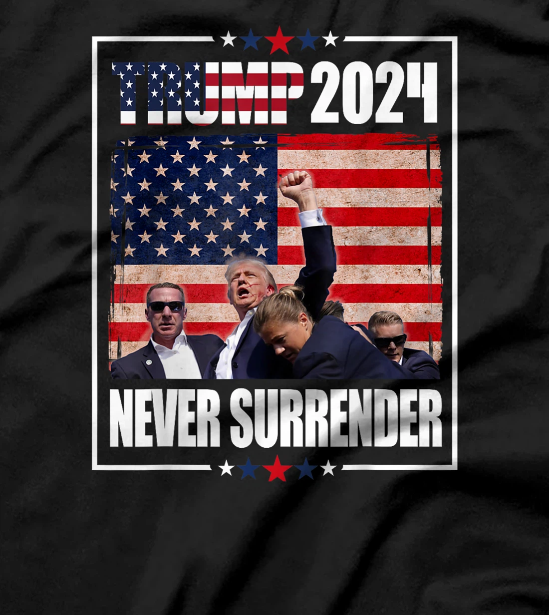 Trump 2024 Election American flag Never Surrender Mens Girl T-Shirt