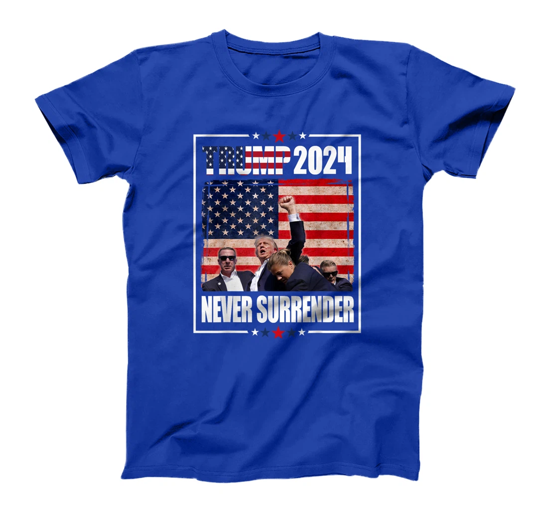 Trump 2024 Election American flag Never Surrender Mens Girl T-Shirt