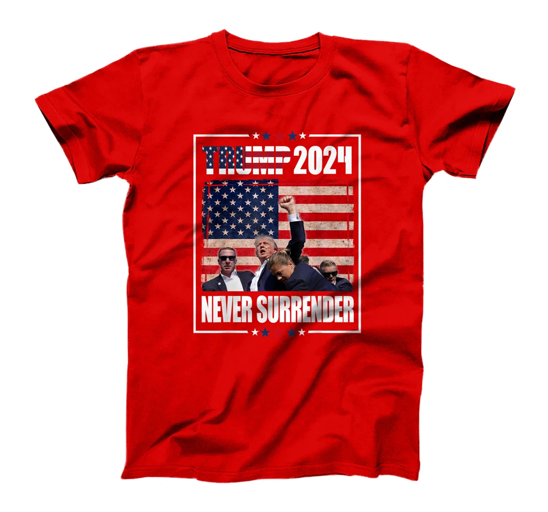 Trump 2024 Election American flag Never Surrender Mens Girl T-Shirt