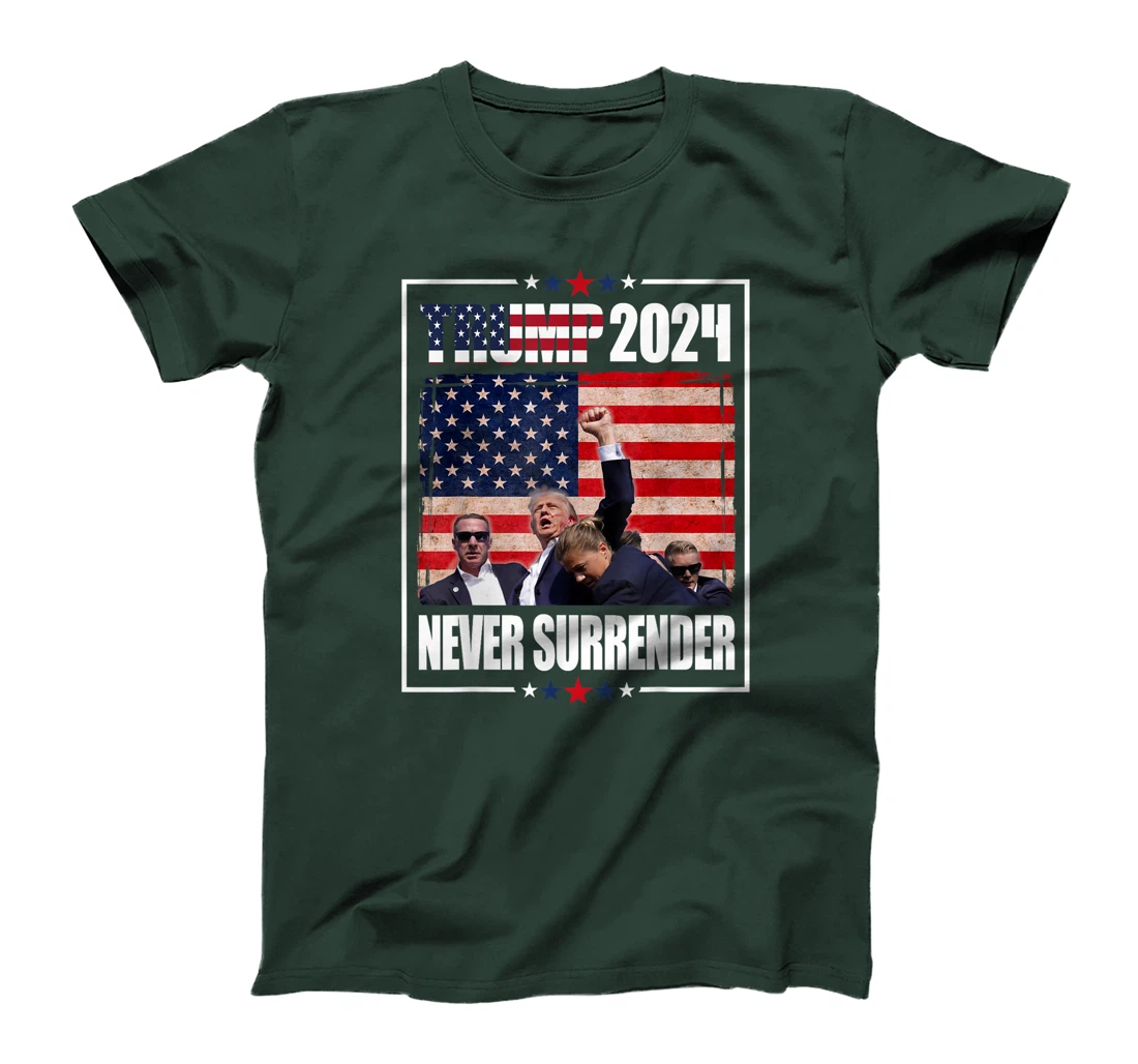 Trump 2024 Election American flag Never Surrender Mens Girl T-Shirt