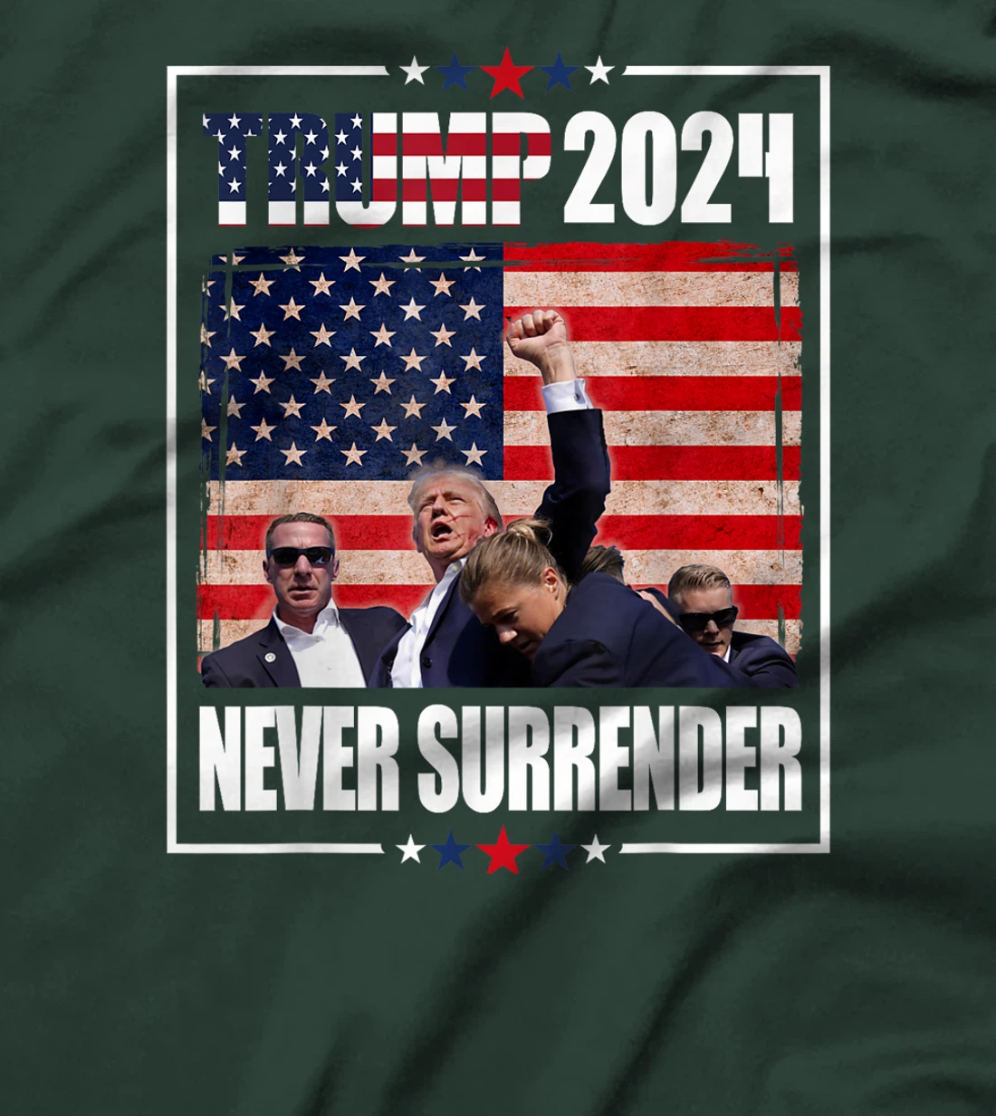 Trump 2024 Election American flag Never Surrender Mens Girl T-Shirt