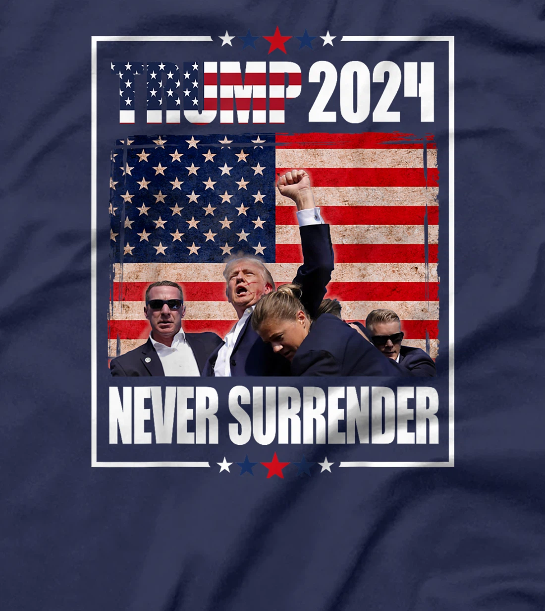 Trump 2024 Election American flag Never Surrender Mens Girl T-Shirt