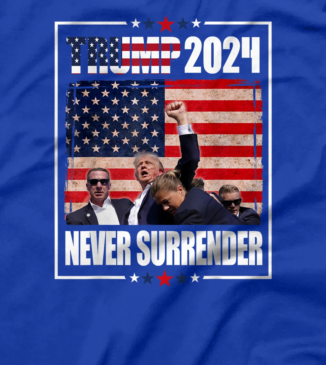 Trump 2024 Election American flag Never Surrender Mens Girl T-Shirt