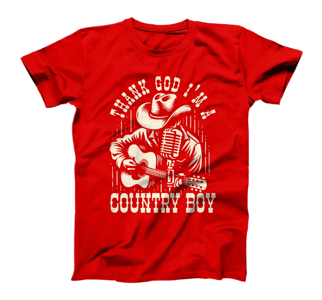 Thank God I'm A Country Music Boy Cowboy Western Retro Premium T-Shirt