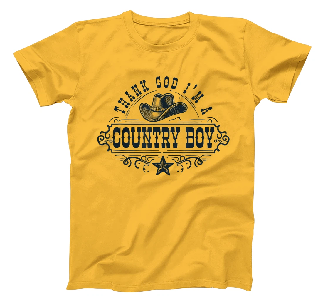 Thank God I'm A Country Music Boy Cowboy Western Retro T-Shirt