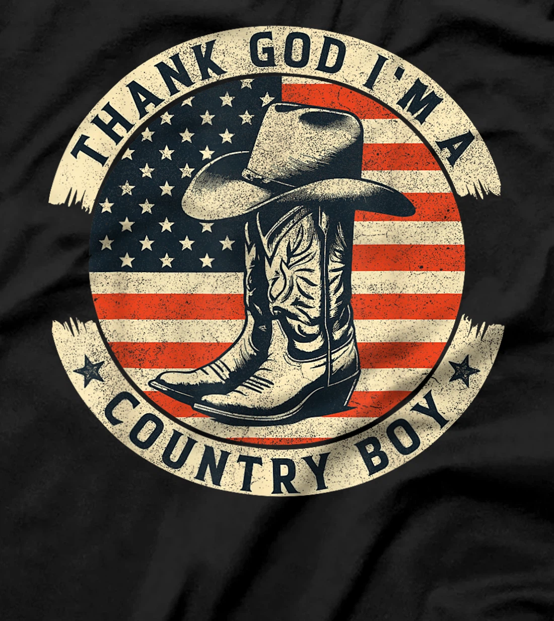 Thank God I'm A Country Music Boy Cowboy Western Retro T-Shirt