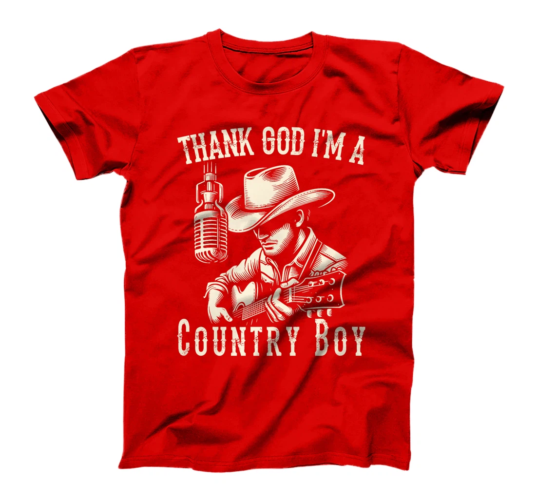 Thank God I'm A Country Music Boy Cowboy Western Retro Premium T-Shirt