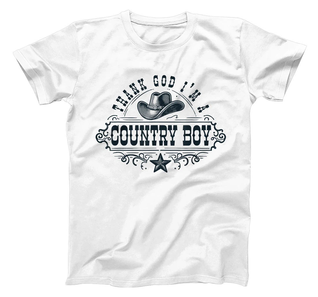 Thank God I'm A Country Music Boy Cowboy Western Retro T-Shirt