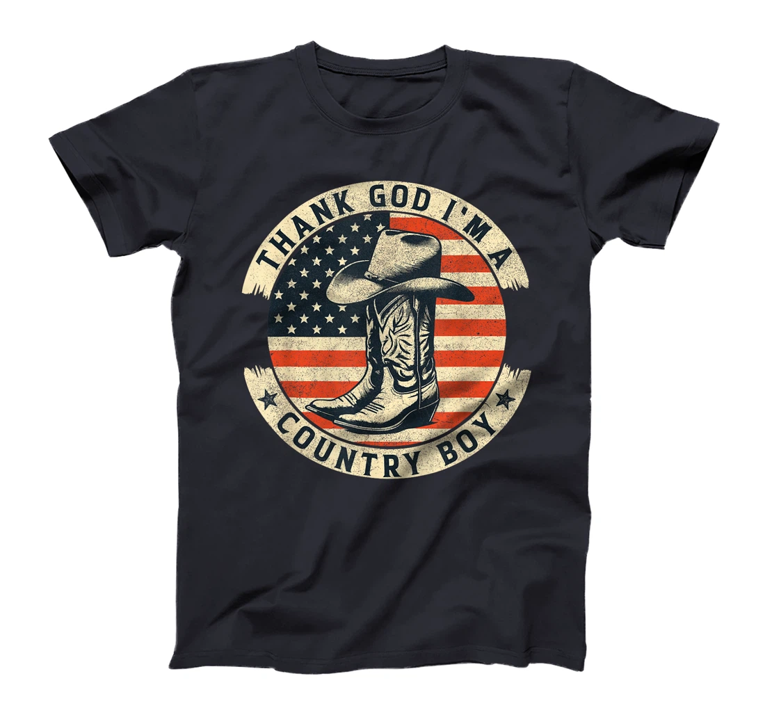 Thank God I'm A Country Music Boy Cowboy Western Retro T-Shirt