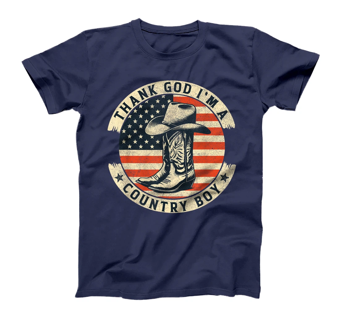 Thank God I'm A Country Music Boy Cowboy Western Retro T-Shirt