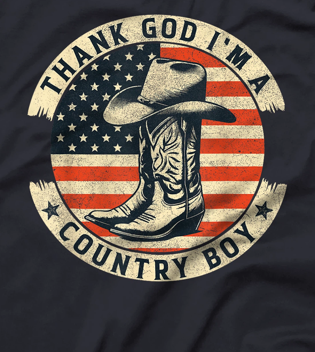 Thank God I'm A Country Music Boy Cowboy Western Retro T-Shirt