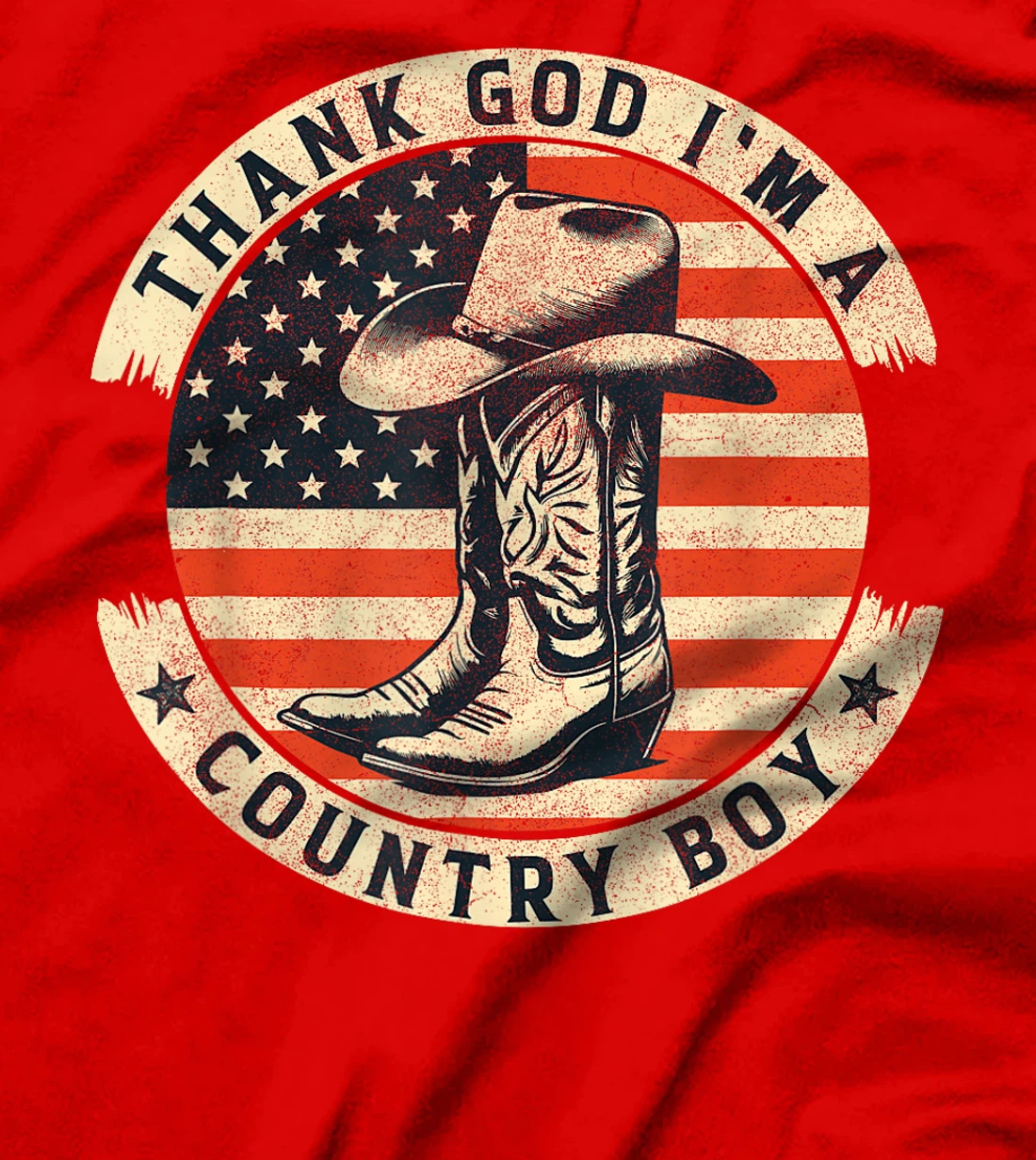 Thank God I'm A Country Music Boy Cowboy Western Retro T-Shirt