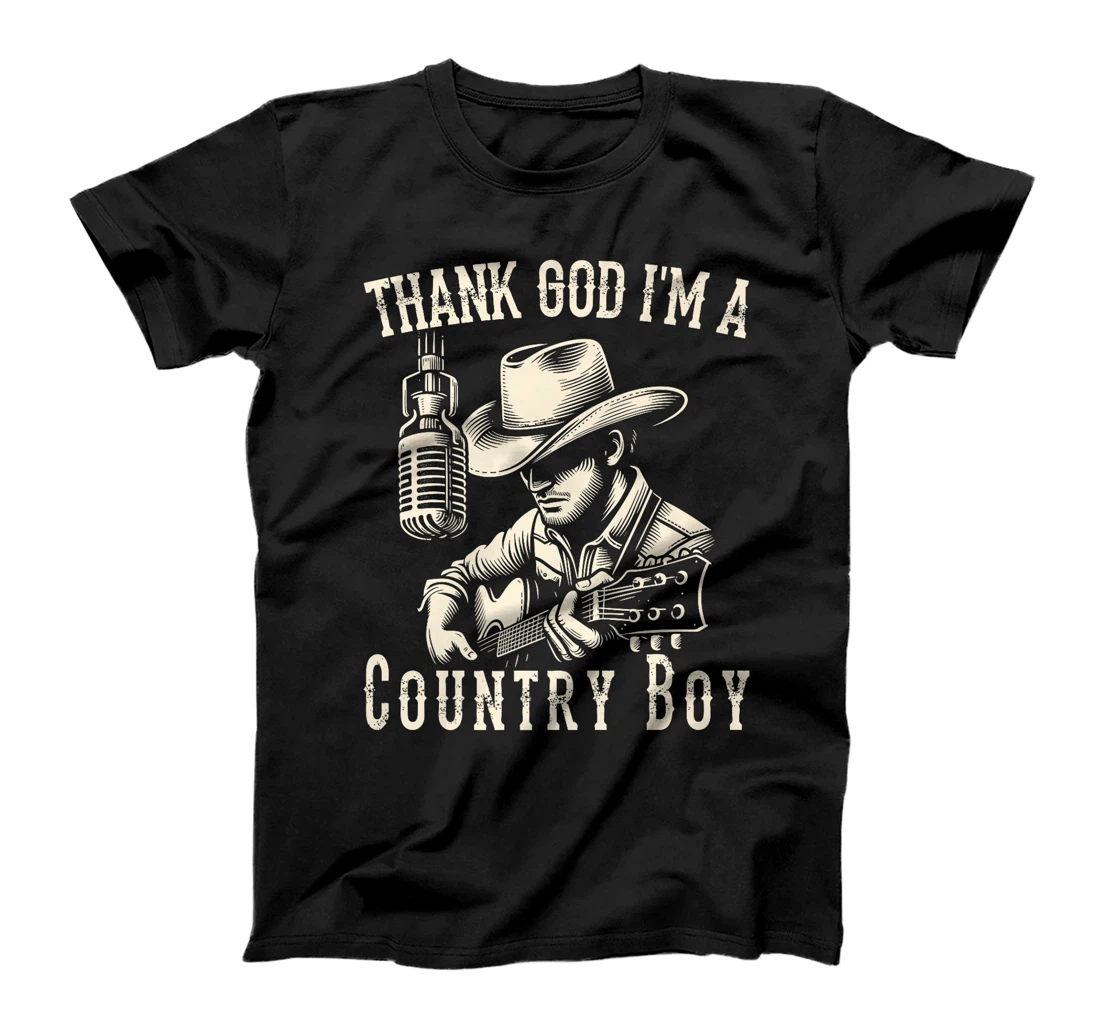 Thank God I'm A Country Music Boy Cowboy Western Retro Premium T-Shirt