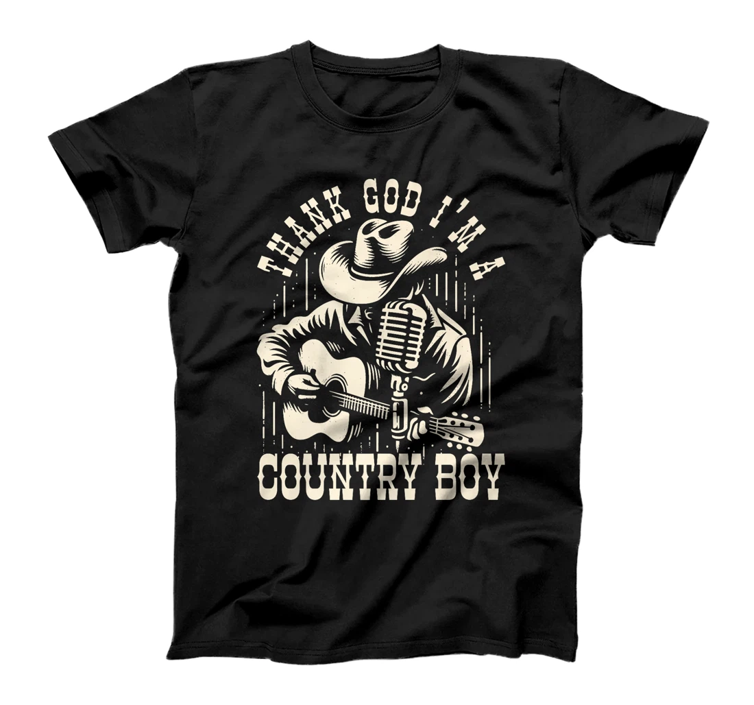 Thank God I'm A Country Music Boy Cowboy Western Retro Premium T-Shirt