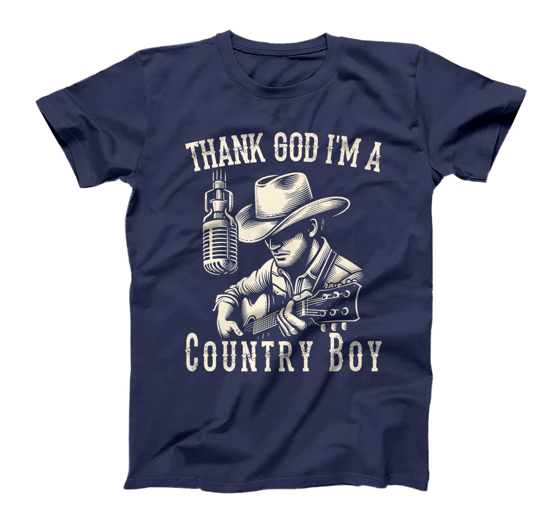 Thank God I'm A Country Music Boy Cowboy Western Retro Premium T-Shirt
