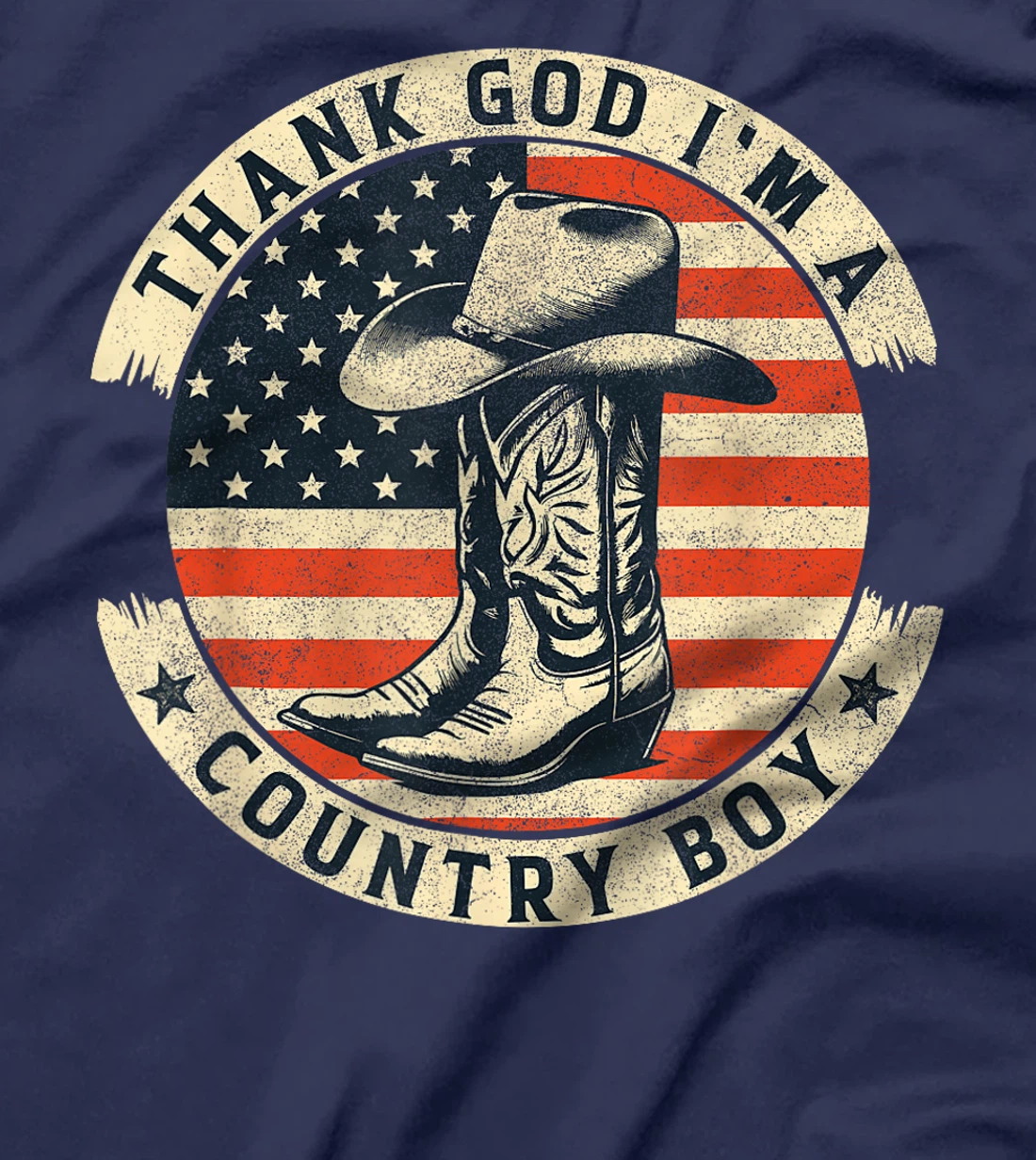 Thank God I'm A Country Music Boy Cowboy Western Retro T-Shirt