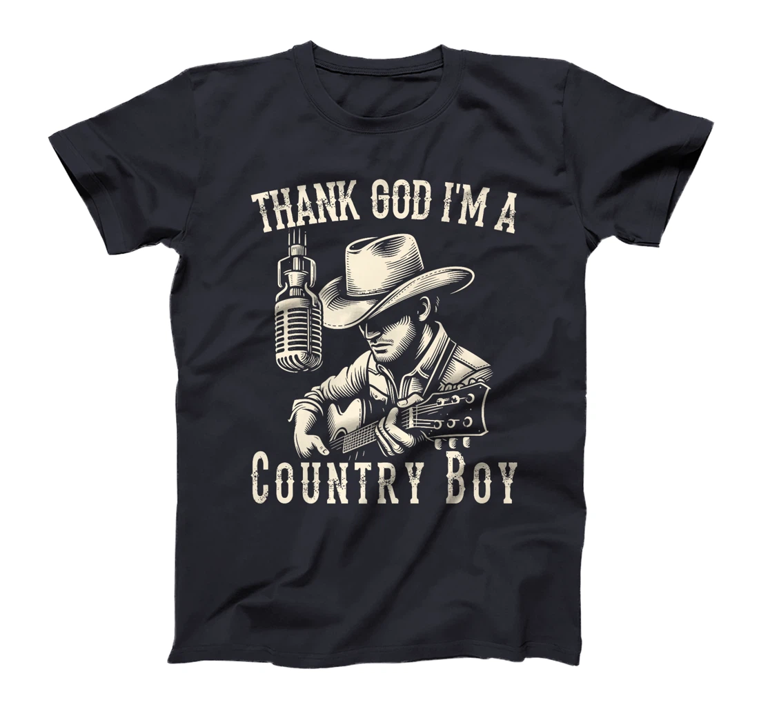 Thank God I'm A Country Music Boy Cowboy Western Retro Premium T-Shirt