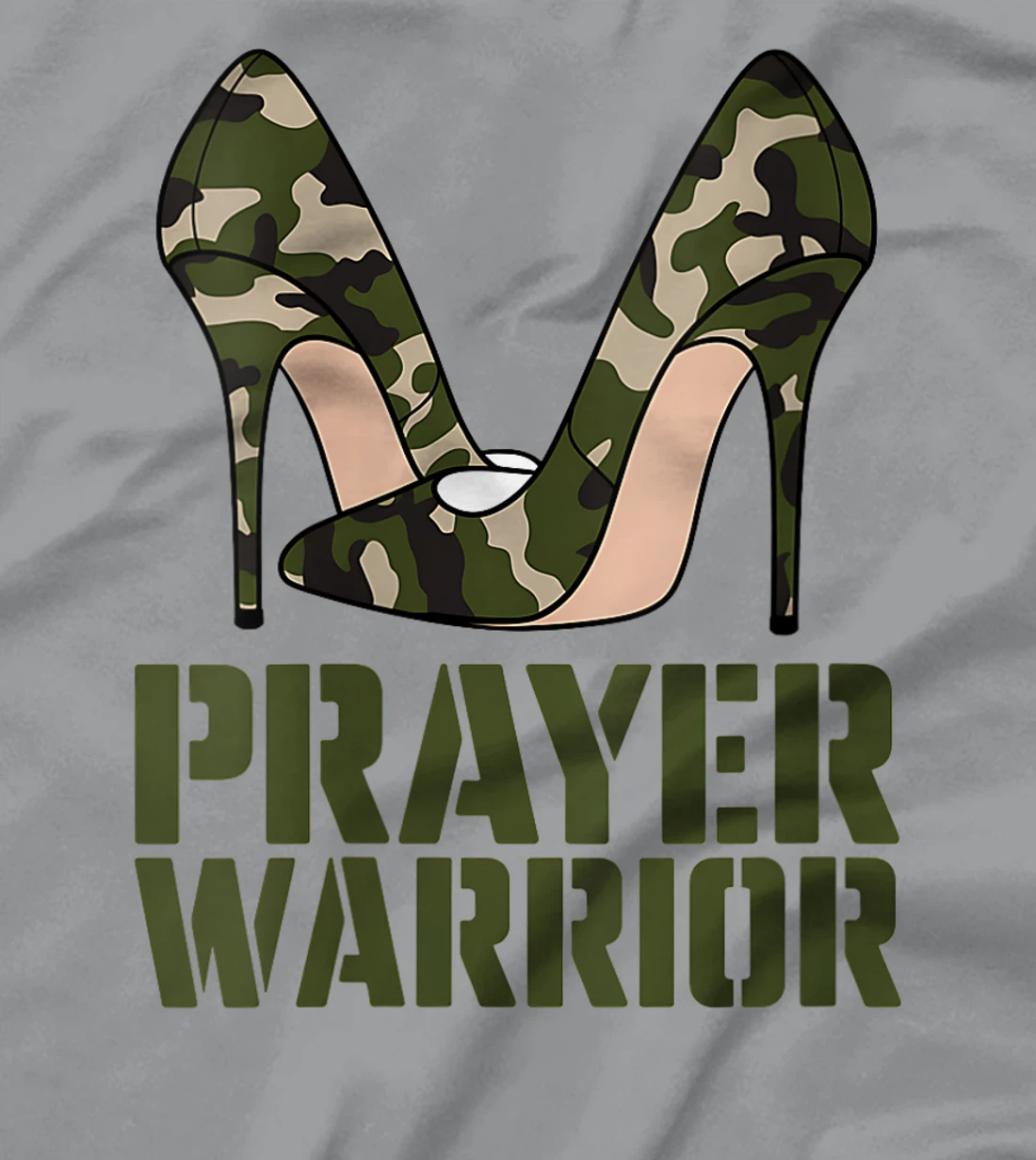 Womens Camo Heels Prayer Warrior Faith God Jesus Christian Women T-Shirt