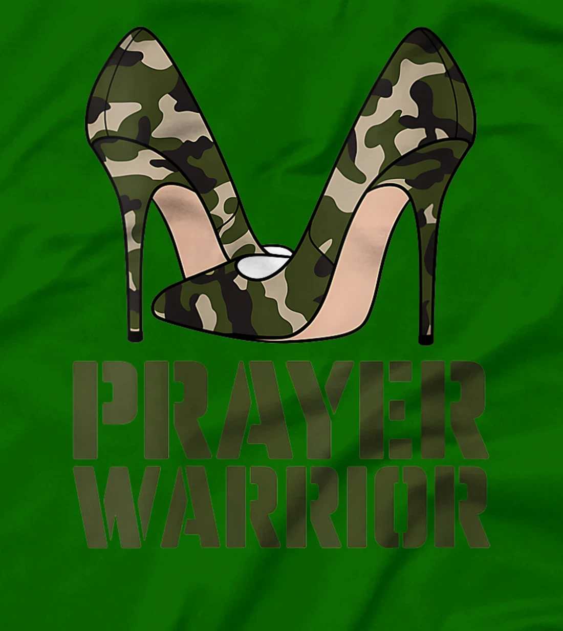 Womens Camo Heels Prayer Warrior Faith God Jesus Christian Women T-Shirt