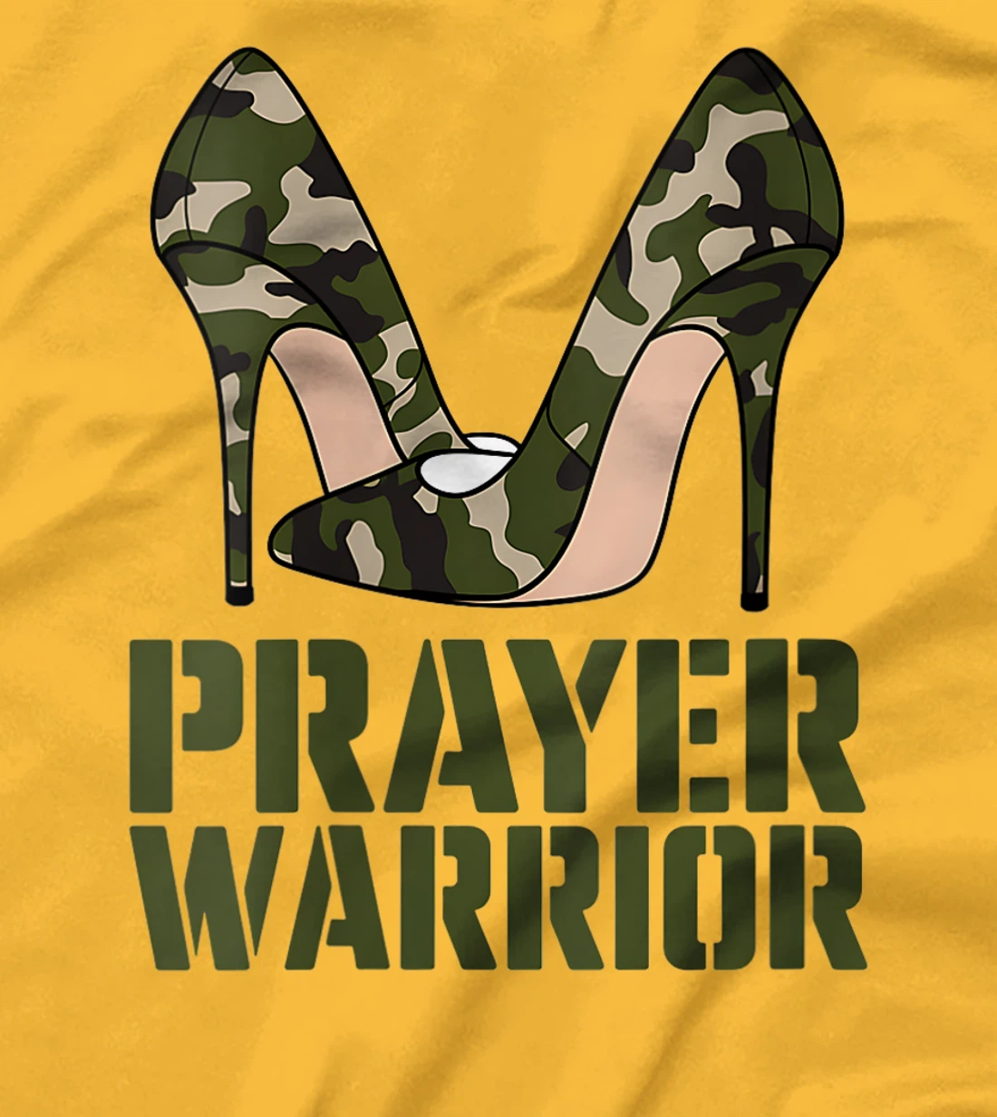 Womens Camo Heels Prayer Warrior Faith God Jesus Christian Women T-Shirt