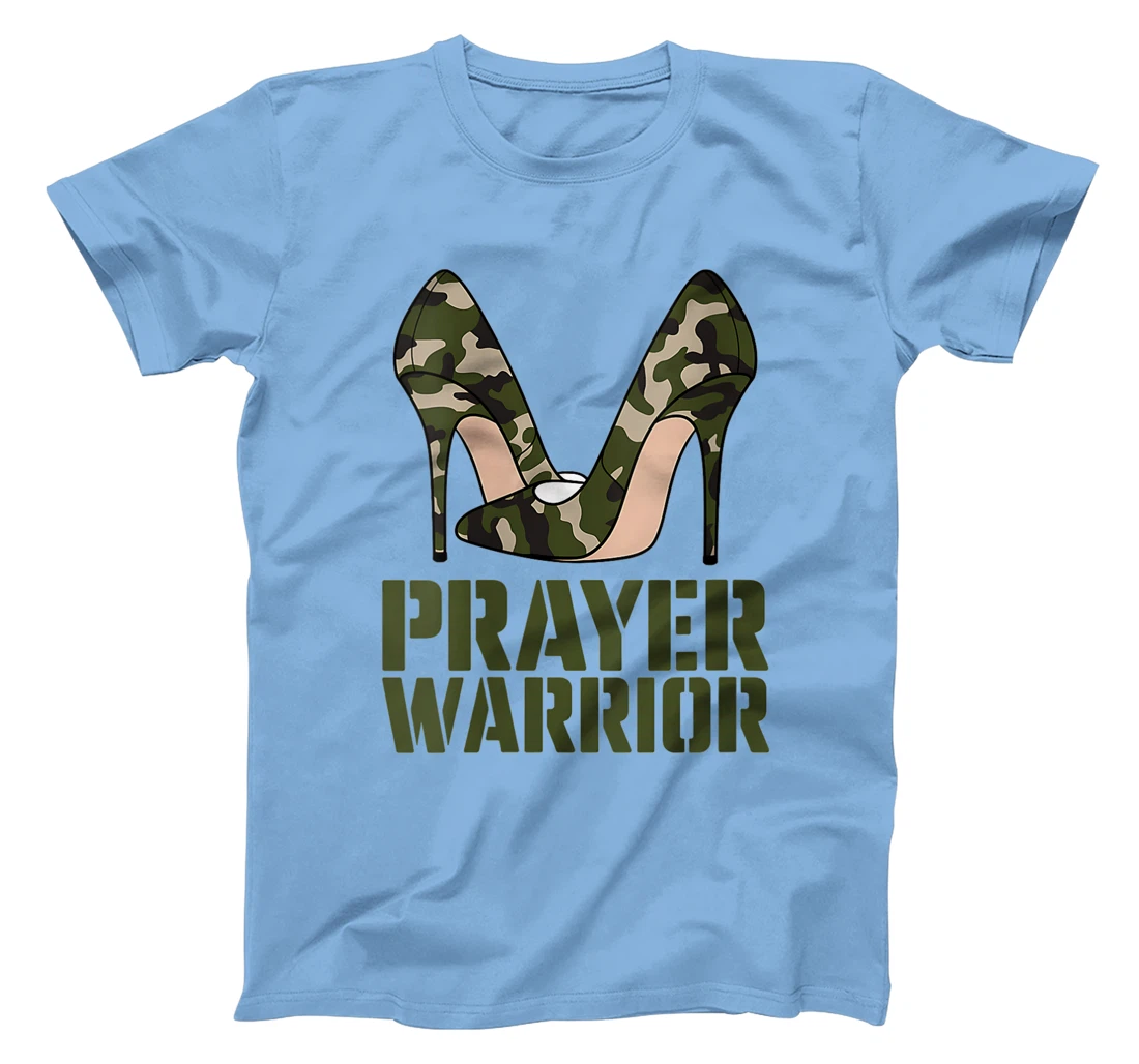 Womens Camo Heels Prayer Warrior Faith God Jesus Christian Women T-Shirt