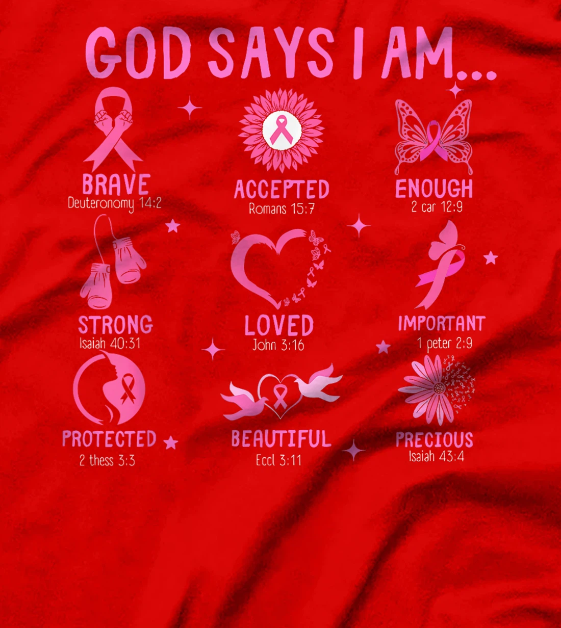 God Says I Am Breast Cancer Awareness Bible Christian T-Shirt