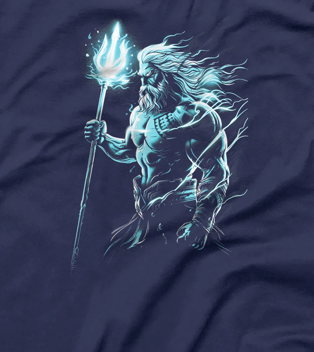 Poseidon Trident Mythological Greek god Blue T-Shirt